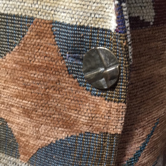 Expose vintage Chenille one button vest look in front geometric print size Large - Picture 5 of 9